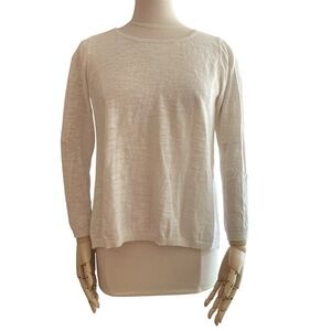 SANDRO | Paris Cream White Pleated Back Mixed Media Hybrid Knit Sweater 1 S NWOT